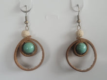 Load image into Gallery viewer, Leather and beads loop earrings