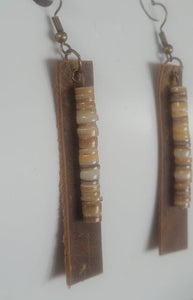 Stone and leather earrings
