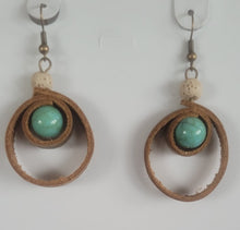Load image into Gallery viewer, Leather and beads loop earrings