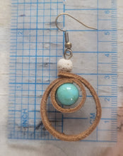 Load image into Gallery viewer, Leather and beads loop earrings