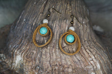 Load image into Gallery viewer, Leather and beads loop earrings