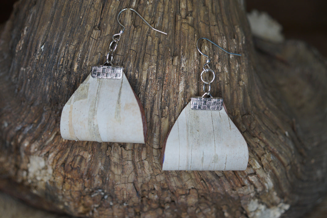Folded birchbark earrings