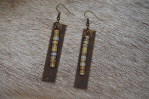 Stone and leather earrings