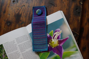 Woven Book Mark Purple with sparkly button