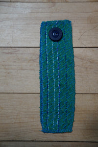 Woven Book Mark Blue Button