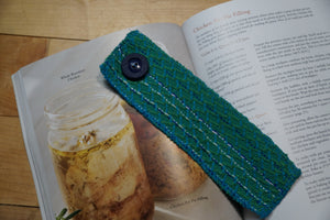 Woven Book Mark Blue Button