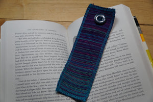 Woven Book Mark Purple with blue button