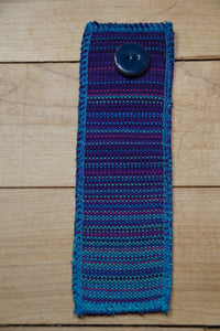 Woven Book Mark Purple with blue button