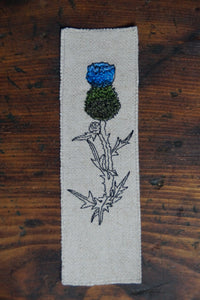 Burlap Style Thistle Book Mark