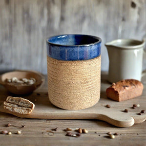 Rustic Blue Ceramic Tumbler Handmade Mug